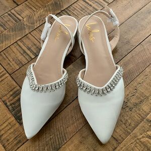 White Satin Bridal Flats
